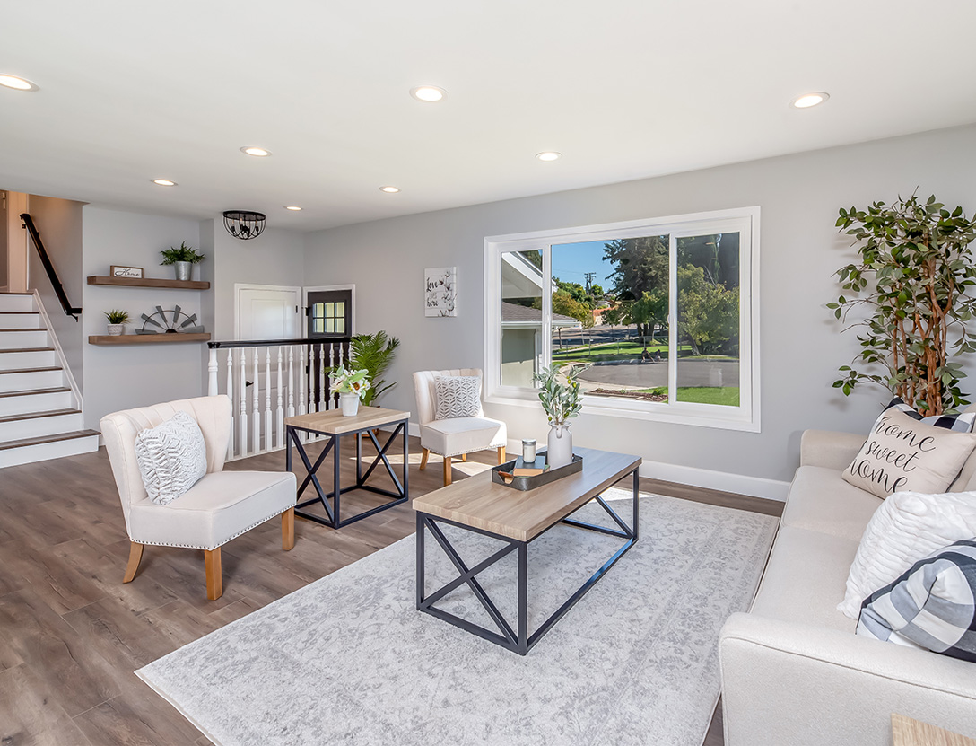 Living space with large open window